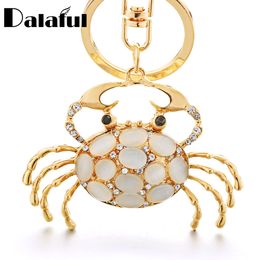 Key Rings Fashion Crab Chain Ring Bag Pendant Pretty Chic Opals Crystal Animal Keychains Keyrings Car For Women K370