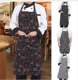 Adjustable Half-length Adult Apron Striped Hotel Restaurant Chef Waiter Apron Kitchen Cook Apron With 2 Pockets 40