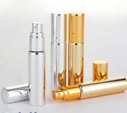 Wholesale 200Pcs/Lot 10ML Portable UV Glass Refillable Perfume Bottle With Aluminium Atomizer Empty Parfum Case For Traveller SN1481