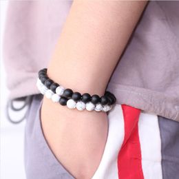 TJP 8mm Lava Stone Beads Bracelet Men Strand Bracelets For Women Handmade 2017 Men Jewelry Charm Cuff Wristband Perfect Gift