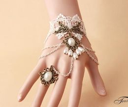 Hot style European and American fashion vintage lace tassel bracelet band ring integrated chain boutique jewelry fashion classic elegant