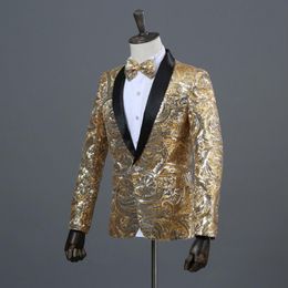 Fancy Sequins Men Suits Black Shawl Lapel Blazers Nightclub Singer Host Using Bling Bling Suits Jackets With One Button For 2767