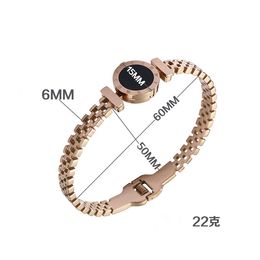 New Roman numeral black round stainless steel bracelet fashion 18K Rose gold H bracelet titanium steel hollow Women's Love's bracelet