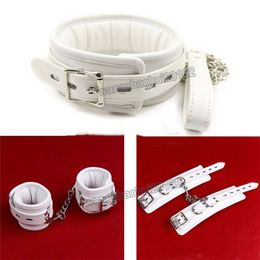 Bondage Neck Collar Leash Set Couple Foreplay Restraint Kit Handcuffs Wrist Ankle Cuffs #R87