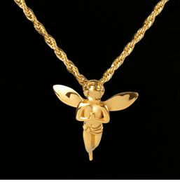HIP Hop Gold Colour 316L Stainless Steel Iced Out Mirco Pave Angel Jesus Christ Pendants Necklaces for gift