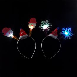 Christmas flash headband electroplating plastic santa snowman deer ball children show glowing props