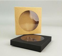 4 Size Kraft paper gift package boxes display box with clear pvc Round window Favours arts&krafts display package box LX0334