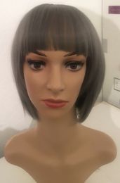 Ladies Grey Medium Face Framing bob fringe Style Fashion Wig