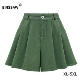 Girl Hy, женские эластичные повседневные шорты с высокой талией больших размеров, зеленые юбки, широкие джинсовые юбки, большие 4xl 5xl