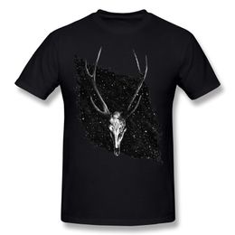dark blue t shirts UK - Low Price Mens Cotton Galactic Deer Skull T Shirts Mens O Neck Dark Blue Short Sleeve Tee Shirts Plus Size Printed T Shirts