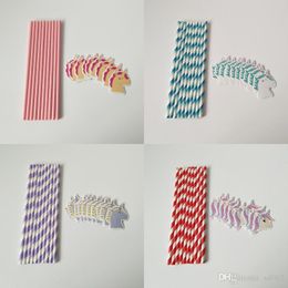 Cartoon Unicorn Series Paper Drinking Straws Creative Design Cocktail Juice Stripe Straw For Party Decorative Supplies 1 7tt ff