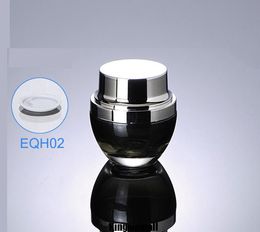Free shipping - 300pcs/lot 30g glass cream jar, glass container, cosmetic packaging Black with silver color EQH02