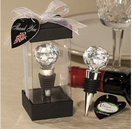 Hot sale 200pcs/lot wedding Favour Wedding Souvenirs Gift Crystal Ball Elegant Red Wine Bottle Stoppers party souvenir free shipping