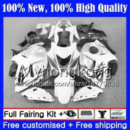 Body For SUZUKI Hayabusa GSXR1300 08 09 10 11 19MY60 GSX R1300 2008 2009 2010 2011 White silvery GSXR 1300 12 13 14 15 Fairing Bodywork