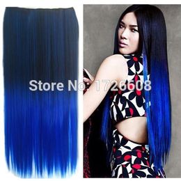 -OMBRE Oscuro a azul Cosplay Clip de cabello en extensión de cabello Mega Sintetic Mega Almohadilla Peluquería Hot Popular Femenino Peluquero Accesorio