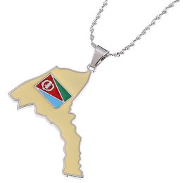 Enamel Eritrea Map Pendants Necklaces in Gold and Silver Africa Jewelry