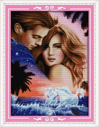 Fantasy Couple decor paintings , Handmade Cross Stitch Embroidery Needlework sets counted print on canvas DMC 14CT /11CT