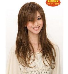 Japanese women fashionable full wig, long layered, dark blonde, heat resistance