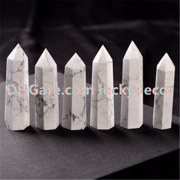 Nice 6.5cm-8.5cm Natural White Polished Turquoise Prism Wand Marble Howlite Crystal Obelisk Quartz Point Specimen Healing Stone High Quality