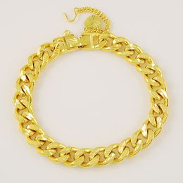 9mm gold chain Canada - Latest Fashion 9mm Jewelry 24K Gold Chains Bracelet Vacuum Plating Hot Items Fashion Bracelet Men Fine Jewellry CHJH010