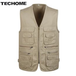 2016 Summer Men's Hot sale Plus Size 4XL Jacket cotton Vest Casual Multi-pocket Mens Sleeveless Waistcoat Men Free Shipping