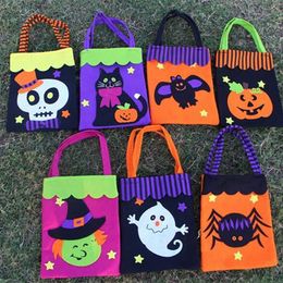 Halloween Gift Wrap Bags Non-Woven Cotton Candy Bag Ghost Pumpkin Spider Skull Handle Tote Bag Party Xmas Decoration 7 Designs WX9-842