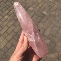 Hot sale 100% natural pink rose quartz crystal wand healing crystal large long gemstone yoni massage wand as gift for women