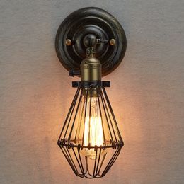 Wall Lamps Edison Vintage Chandeliers Rustic Wire Hanging Industrial Cage Light bedroom corridor