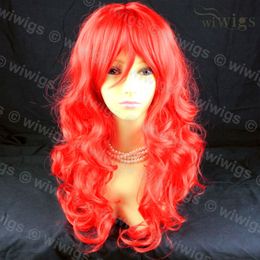 Fire Red Cosplay Wavy Long Animation Clubbing Theatre Ladies Wig From WIWIGS