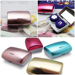 4 Colors Fashion Contact Lenses Case With Mirror Contact Lenses Box Colorful Portable Travel Eyeglasses Case Travel Kit Set