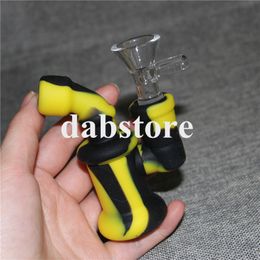 Colorful mini silicone hookah bongs Silicone Oil Burner Oil Rigs smoking Pipes Water Pipes silicone Pipe Free Shipping