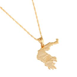 Gold Greece Map Pendant Necklace Athens Map Country Map Athenian Symbol Patriotic Jewellery