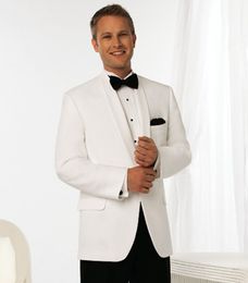 Men Suits White Shawl Lapel Simple Wedding Suits Evening Dresses Bridegroom Custom Made Slim Fit Tuxedos Best Man Blazer Prom Party 2Piece