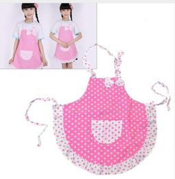 New Promotion Cute Kids Children Apron Princess Polka Dot Girls Painting Bow Cooking Apron