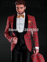 Newest Groomsmen One Button Groom Tuxedos Shawl Black Lapel Men Suits Side Vent Wedding/Prom Best Man ( Jacket+Pants+Tie+Vest ) K993