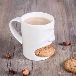 Three In One Ceramic Mug Human Face Design Cookies Cup Heat Resistant Coffee Tea Tumbler White Durable 5jl BB