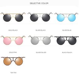 Flip Up Polarised Sunglasses Classic Steampunk Men Women Sunglasses Metal Brand Designer Vintage Glasses UV400 Wholesale Cheap