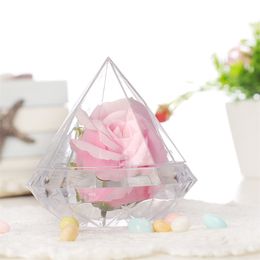 2 Size Transparent Plastic Diamond shape Candy Box Clear Wedding Favour Boxes Candy Holders Party Gift Package