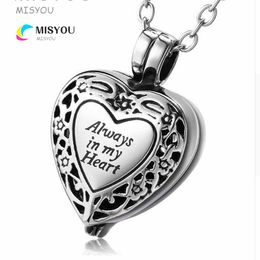 Wholesale 316 stainless steel heart pendant always in my heart funeral jewelry Memorial necklace