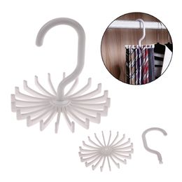 Plastic Rotating Tie Rack Hanger Holder 20 Hooks Clostet Clothing Rack Hanging Necktie Belt Shelves Wardrobe Organiser White c482