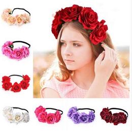 NEW Style Fashion Bohemia Rose Flower Headbands Girl Floral Crown Hairband Wedding Headband Garland Hair Accessories