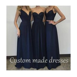 Custom made Long Dark Blue Bridesmaid dresses party prom evening wedding Bridesmaid Gowns charming special occasion Dresses Plus Size