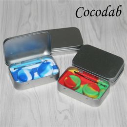 4 in 1 Tin Silicone Storage Kit Set 5ml silicone containers Oil Burner Pipe Silicone Smoking Pipe Hand Pipes
