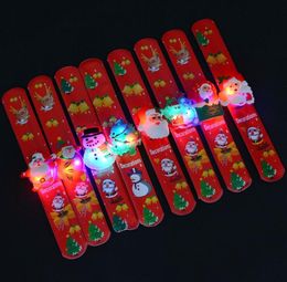 Santa Claus Printing LED Lighting Bracelet Luminous Flash Wrist Band Night Glow Slap Bracelet 2017 Christmas Decoration Party Gifts SN755