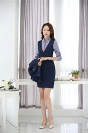 Blazers Two Piece Sets Women Business Suits with Skirt and Vest Waistcoat Sets Ladies Work Wear Office Uniform Styles