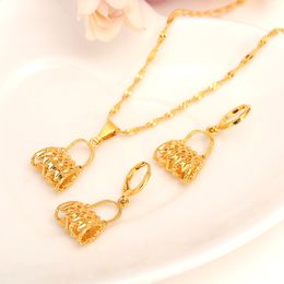 24 k Yellow Fine Gold Filled PNG Pendant Necklaces Women Papua New Guinea Bilum Jewellery earrings african women girls Gift