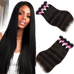 Wholesale 8A Peruvian Straight Human Hair 5 Bundles Unprocessed Brazilian Malaysian Indian 100% Virgin Human Hair Weave Extensions Dyeable