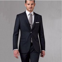 Black Business Men Suits Custom Made, Bespoke Classic Black Wedding Suits For Men, Tailor Made Groom Suit WOOL Tuxedos For Men