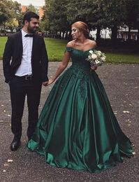 off the Shoulder Dark Green Ball Gown Colorful Wedding Dresses Lace Satin Dubai Arabic Colored Bridal Gowns Non White Custom Made