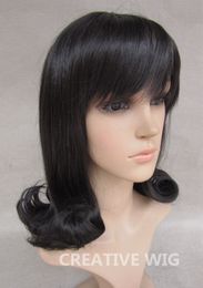 FIXSF723 medium fancy style fashion black curly Hair wig Wigs for women